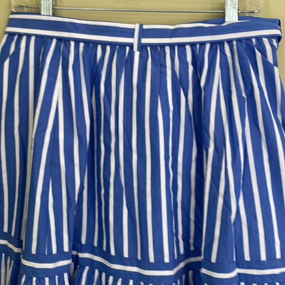 J. Crew Button-Front Striped Belted Skirt in Blue Nautical - Picture 10 of 12